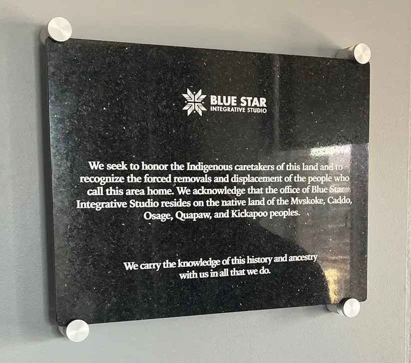 Blue Star Sign Etched Stone