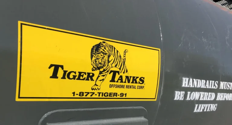Tiger Tanks decal on an industrial tank